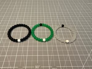 Lokai Silicone Bracelet Set of 3 Black Green Clear Classic Style